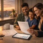 Homeowners reviewing a HELOC application with a financial advisor.