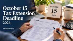 Taxpayer preparing a federal return before the October 15, 2026 tax extension deadline